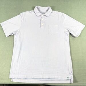 FootJoy Light Blue Pink Striped Golf Polo Shirt Men's Large Pocket Stretch